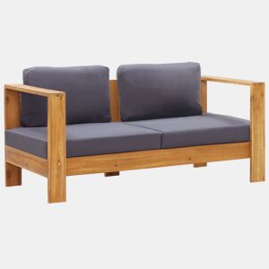 vidaXL Banco jardim c almofadões 140cm madeira acácia maciça cinzento