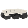 vidaXL 8 pcs conjunto sofás de jardim com almofadões vime PE preto