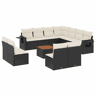 vidaXL 12 pcs conjunto de sofás de jardim c almofadões vime PE preto