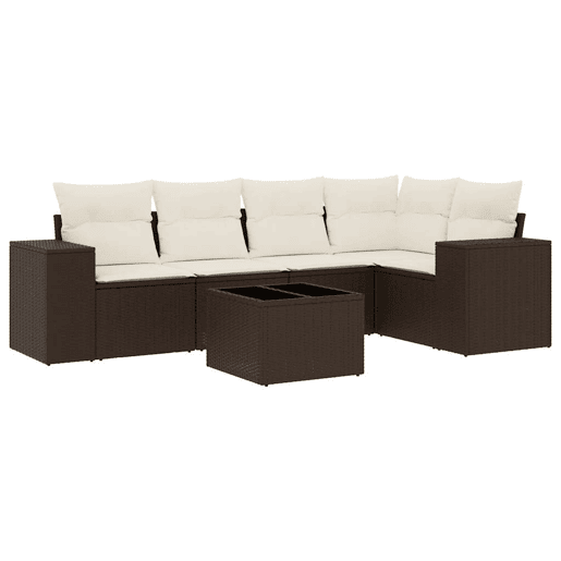 vidaXL 6 pcs conjunto de sofás jardim c almofadões vime PE castanho