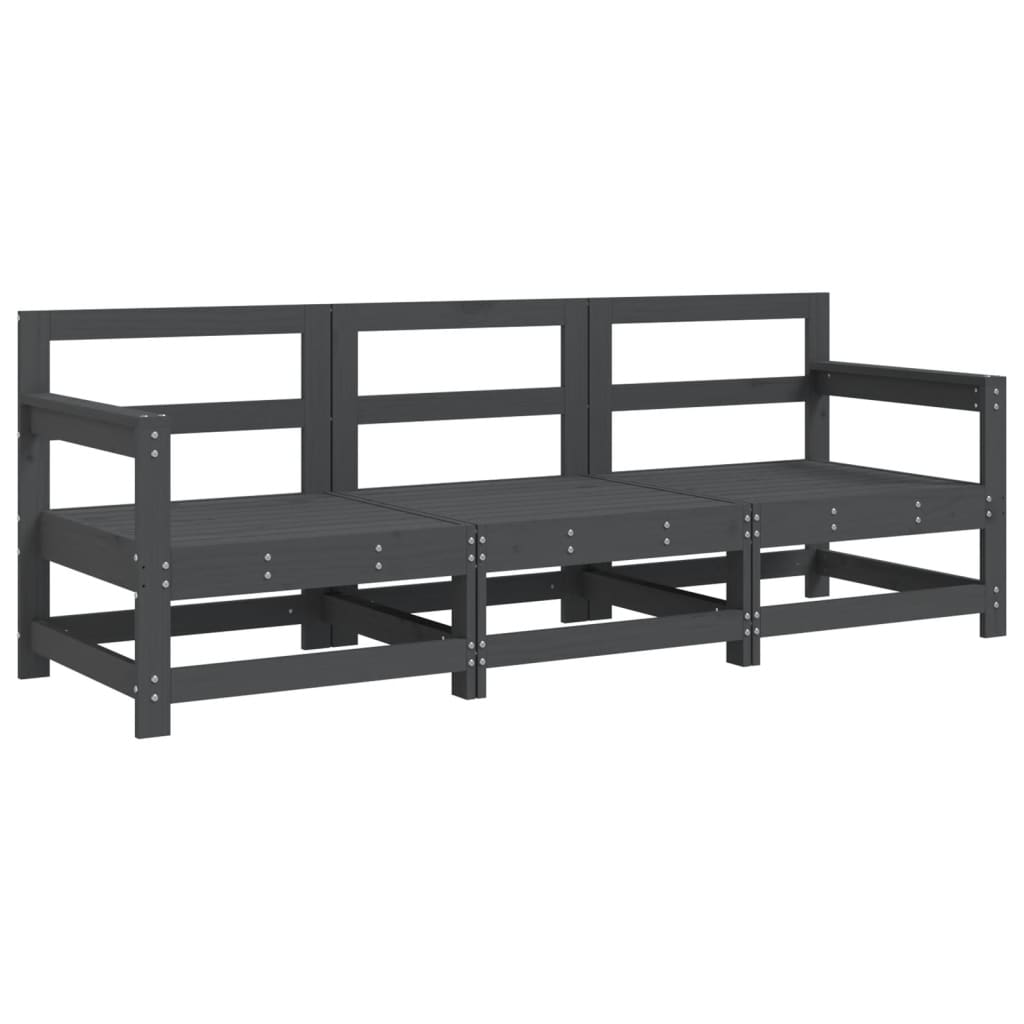 Vidaxl juego de muebles de jardín 3 pzas madera maciza de pino gris