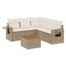 vidaXL 6 pcs conjunto de sofás p jardim com almofadões vime PE bege
