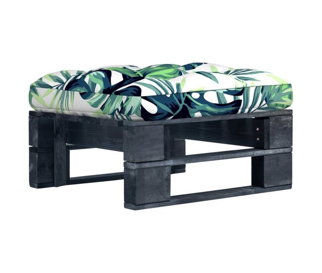 Vidaxl otomana de jardín de palets madera de pino impregnada negro