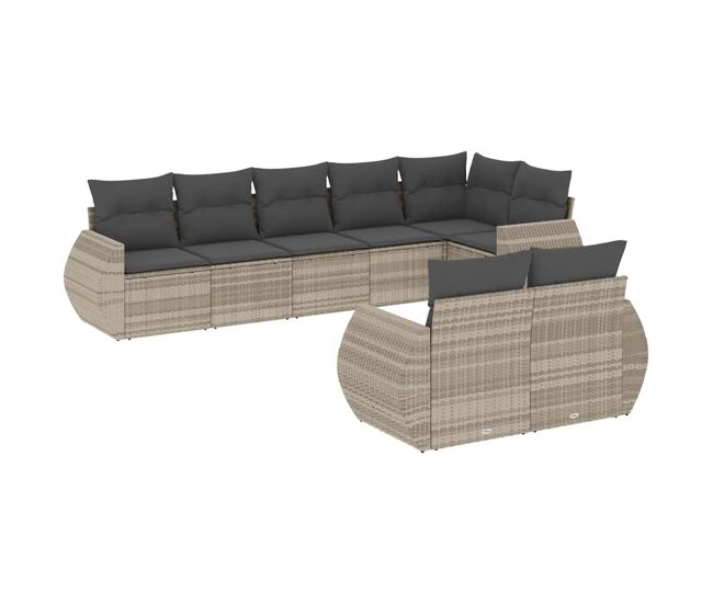Vidaxl set de sofás de jardín 8 pzas y cojines ratán sintético gris