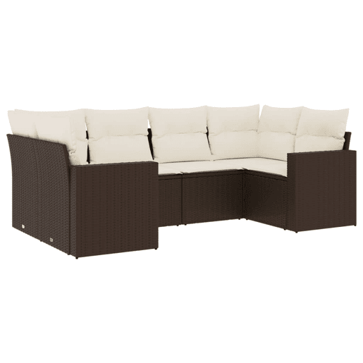 vidaXL 6 pcs conjunto de sofás jardim c almofadões vime PE castanho