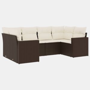 vidaXL 6 pcs conjunto de sofás jardim c almofadões vime PE castanho
