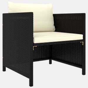 vidaXL Sofá de jardim com almofadões vime PE preto
