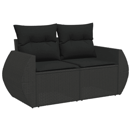 vidaXL 10 pcs conjunto sofás de jardim c almofadões vime PE preto vidaXL 10 pcs conjunto sofás de jardim c almofadões vime PE preto
