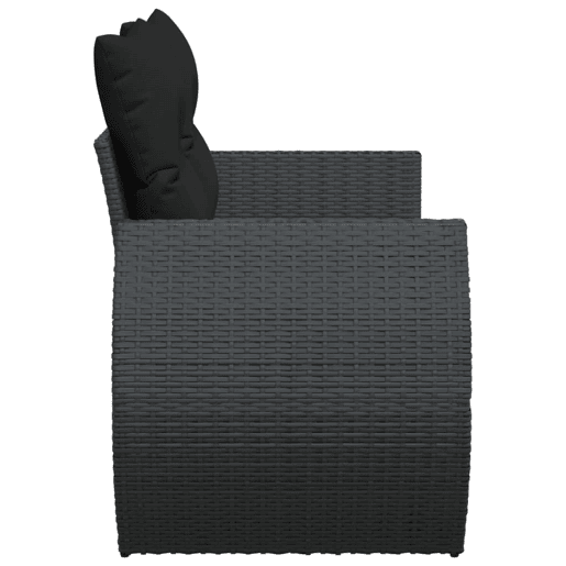 vidaXL Sofá de jardim com almofadas, 2 lugares, vime sintético preto vidaXL Sofá de jardim com almofadas, 2 lugares, vime sintético preto