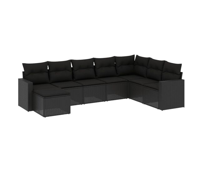 Vidaxl set de sofás de jardín 8 piezas y cojines ratán sintético negro