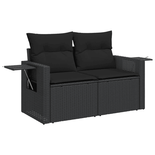 vidaXL 5 pcs conjunto sofás de jardim com almofadões vime PE preto