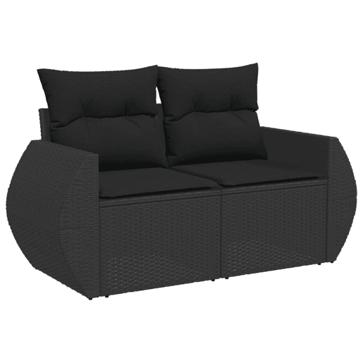 vidaXL 7 pcs conjunto de sofás p jardim c almofadões vime PE preto