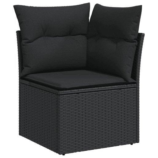 vidaXL 7 pcs conjunto de sofás p jardim c almofadões vime PE preto