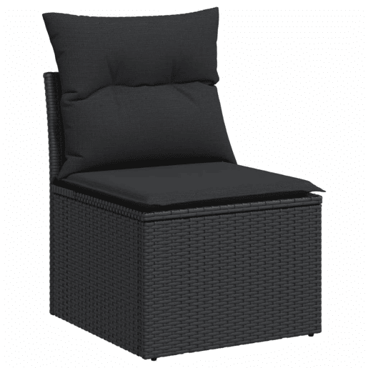 vidaXL 7 pcs conjunto de sofás p jardim c almofadões vime PE preto