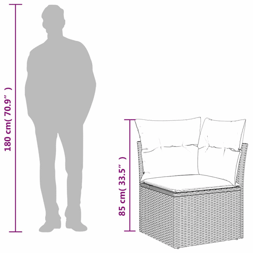 vidaXL Sofá de canto para jardim com almofadões vime PE cinzento vidaXL Sofá de canto para jardim com almofadões vime PE cinzento
