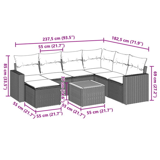 vidaXL 5 pcs conjunto sofás de jardim com almofadões vime PE preto vidaXL 5 pcs conjunto sofás de jardim com almofadões vime PE preto