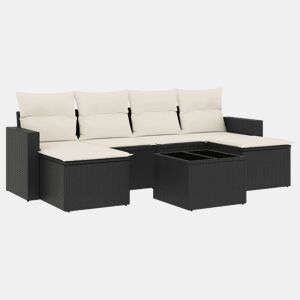 vidaXL 7 pcs conjunto de sofás p jardim c almofadões vime PE preto