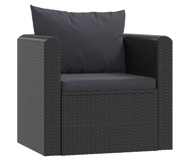 Vidaxl sillón con cojines de ratán sintético negro