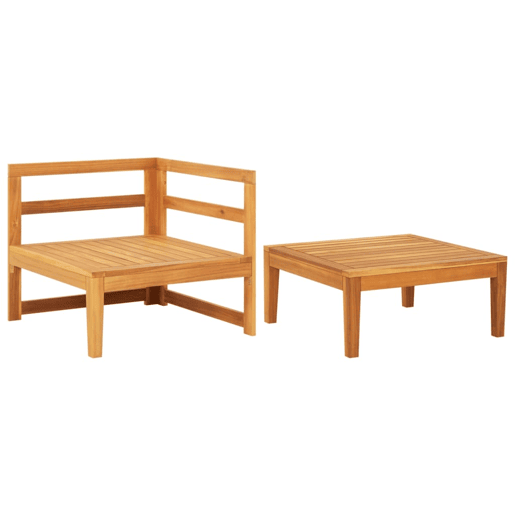 vidaXL 2 pcs conj. lounge de jardim c almofadões branco nata acácia