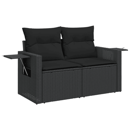 vidaXL 13 pcs conjunto de sofás de jardim com almofadões vime PE preto vidaXL 13 pcs conjunto de sofás de jardim com almofadões vime PE preto