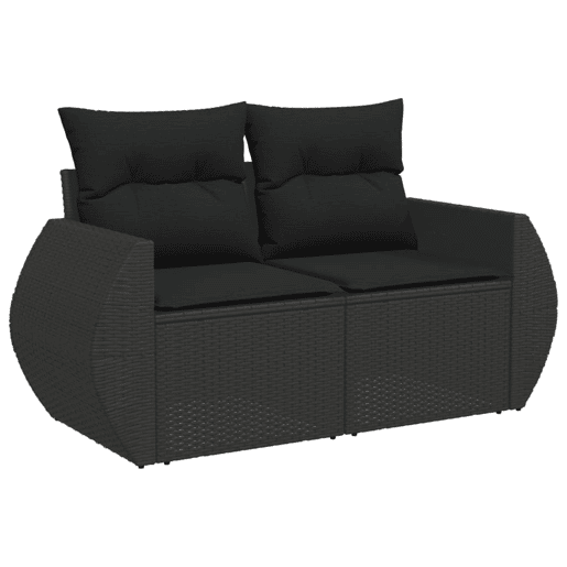 vidaXL 6 pcs conjunto sofás de jardim c almofadões vime PE preto