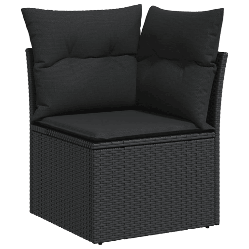 vidaXL 6 pcs conjunto sofás de jardim c almofadões vime PE preto
