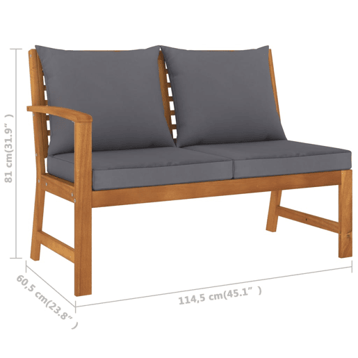 vidaXL Banco de jardim 114,5 cm com almofadão cinzento-escuro acácia vidaXL Banco de jardim 114,5 cm com almofadão cinzento-escuro acácia