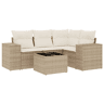 vidaXL 5 pcs conjunto de sofás p jardim com almofadões vime PE bege