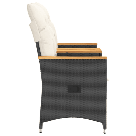 vidaXL Sofá de jardim reclinável 2 lugares com mesa vime PE preto vidaXL Sofá de jardim reclinável 2 lugares com mesa vime PE preto