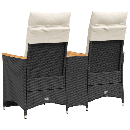 vidaXL Sofá de jardim reclinável 2 lugares com mesa vime PE preto vidaXL Sofá de jardim reclinável 2 lugares com mesa vime PE preto