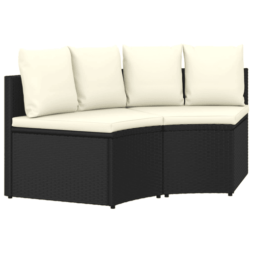 vidaXL 2 pcs conjunto sofás de jardim c almofadões vime PE preto