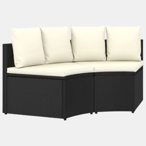 vidaXL 2 pcs conjunto sofás de jardim c almofadões vime PE preto