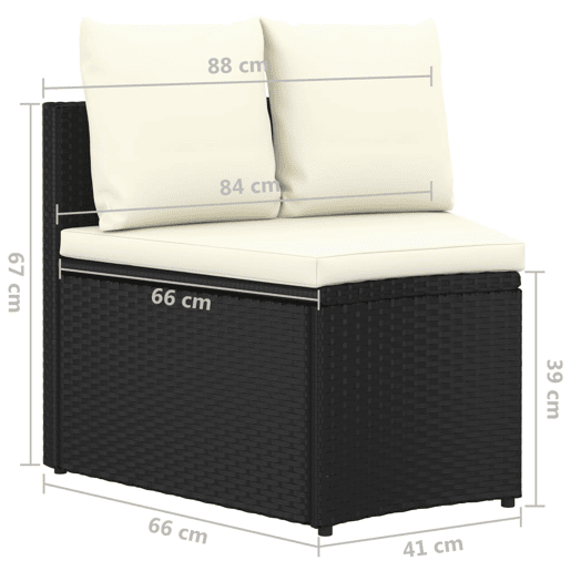 vidaXL 2 pcs conjunto sofás de jardim c almofadões vime PE preto