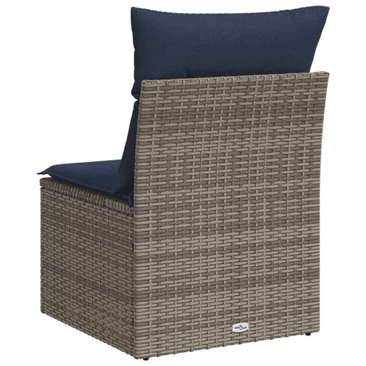 vidaXL Cadeira de jardim sem apoio braços c almofadões vime PE cinza vidaXL Cadeira de jardim sem apoio braços c almofadões vime PE cinza