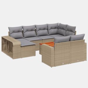 vidaXL 11 pcs conjunto sofás de jardim c almofadões vime PE bege