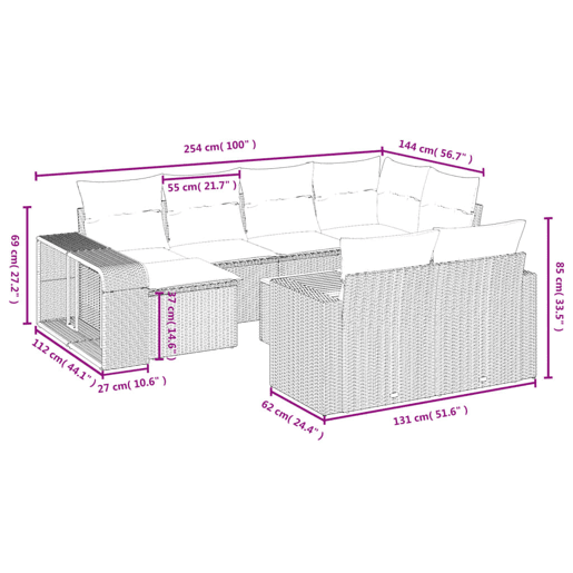 vidaXL 11 pcs conjunto sofás de jardim c almofadões vime PE bege vidaXL 11 pcs conjunto sofás de jardim c almofadões vime PE bege