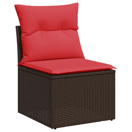 vidaXL Cadeira de jardim sem braços com almofadas em vime sintético marrom vidaXL Cadeira de jardim sem braços com almofadas em vime sintético marrom