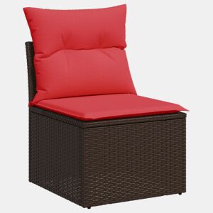 vidaXL Cadeira de jardim sem braços com almofadas em vime sintético marrom