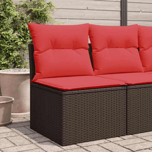 vidaXL Cadeira de jardim sem braços com almofadas em vime sintético marrom vidaXL Cadeira de jardim sem braços com almofadas em vime sintético marrom