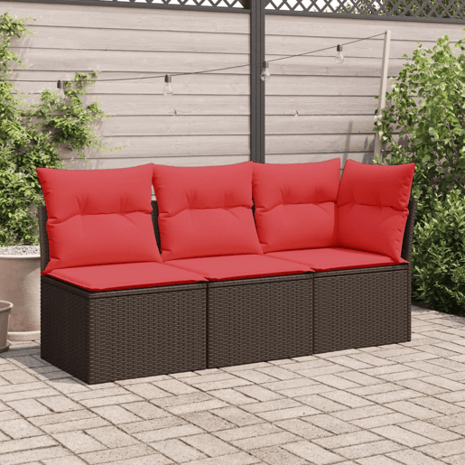 vidaXL Cadeira de jardim sem braços com almofadas em vime sintético marrom vidaXL Cadeira de jardim sem braços com almofadas em vime sintético marrom