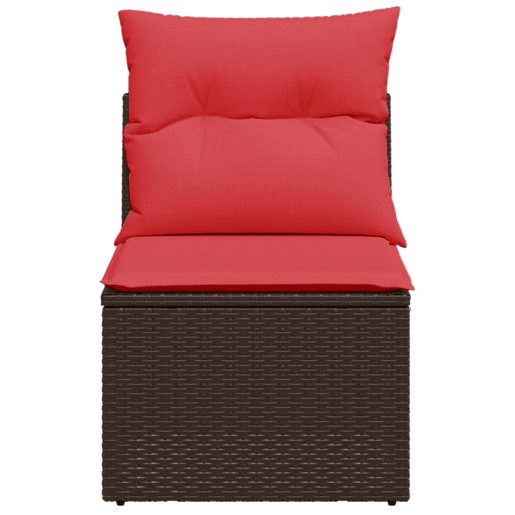 vidaXL Cadeira de jardim sem braços com almofadas em vime sintético marrom vidaXL Cadeira de jardim sem braços com almofadas em vime sintético marrom