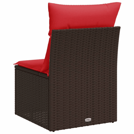 vidaXL Cadeira de jardim sem braços com almofadas em vime sintético marrom vidaXL Cadeira de jardim sem braços com almofadas em vime sintético marrom