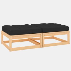 vidaXL Apoio de pés p jardim c almofadões 2 pcs pinho maciço