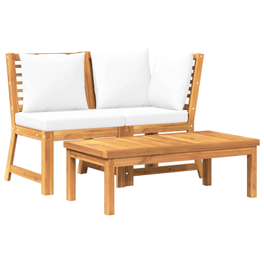 vidaXL 3 pcs conjunto lounge jardim c almofadões cor creme acácia vidaXL 3 pcs conjunto lounge jardim c almofadões cor creme acácia