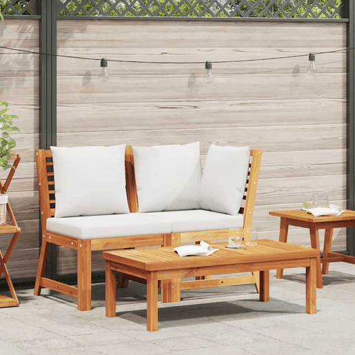 vidaXL 3 pcs conjunto lounge jardim c almofadões cor creme acácia vidaXL 3 pcs conjunto lounge jardim c almofadões cor creme acácia