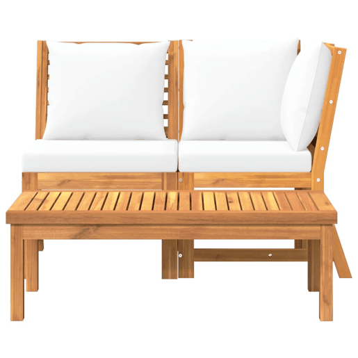 vidaXL 3 pcs conjunto lounge jardim c almofadões cor creme acácia vidaXL 3 pcs conjunto lounge jardim c almofadões cor creme acácia