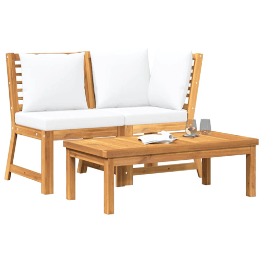 vidaXL 3 pcs conjunto lounge jardim c almofadões cor creme acácia vidaXL 3 pcs conjunto lounge jardim c almofadões cor creme acácia