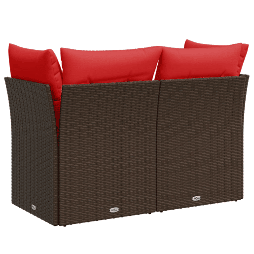 vidaXL Sofá de jardim com almofadas, 2 lugares, vime sintético marrom vidaXL Sofá de jardim com almofadas, 2 lugares, vime sintético marrom