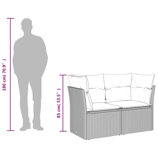 vidaXL Sofá de jardim com almofadas, 2 lugares, vime sintético marrom vidaXL Sofá de jardim com almofadas, 2 lugares, vime sintético marrom
