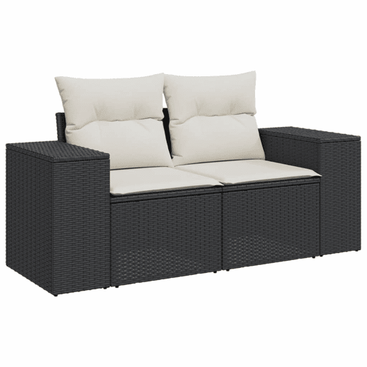vidaXL 9 pcs conjunto de sofás p jardim c almofadões vime PE preto